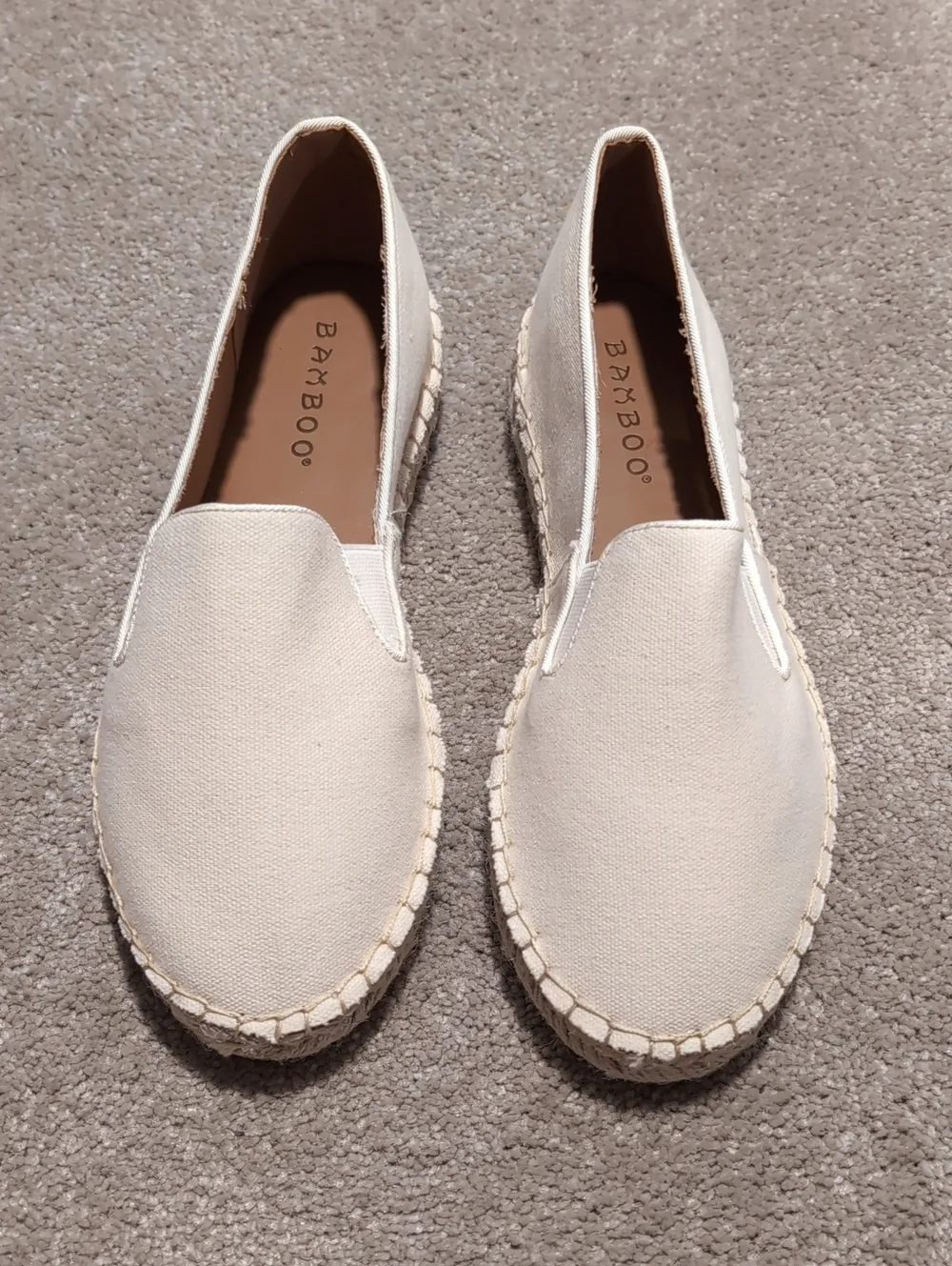 Bamboo Women's Slip-On Espadrille Cream White NEW
